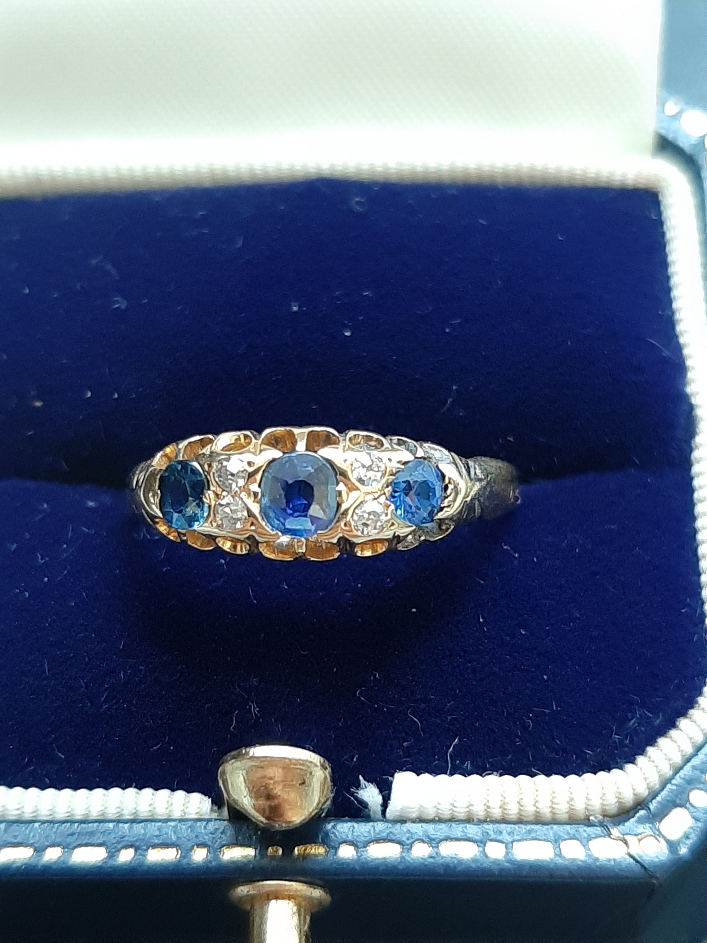 An Antique 18ct Gold Sapphire and Diamond Ring - Etsy An Antique 18ct Gold Sapphire and Diamond Ring - Etsy