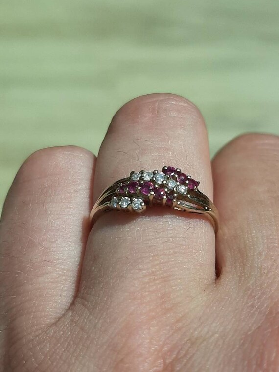 A vintage 9ct gold and ruby and diamond ring - image 2