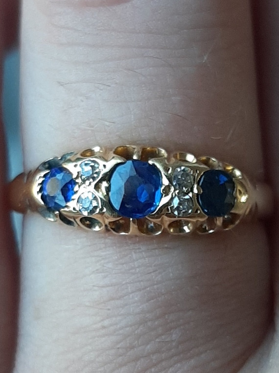 An Antique 18ct Gold Sapphire and Diamond Ring - Etsy An Antique 18ct Gold Sapphire and Diamond Ring - Etsy