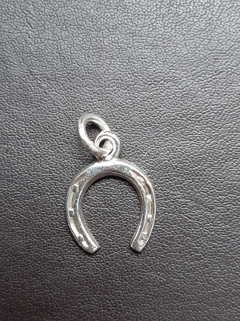 A silver lucky horseshoe pendant charm image 8