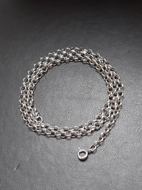 Chaîne Ancienne En Argent Sterling - Longueur 20 Cm - Bijou Vintage Occasion