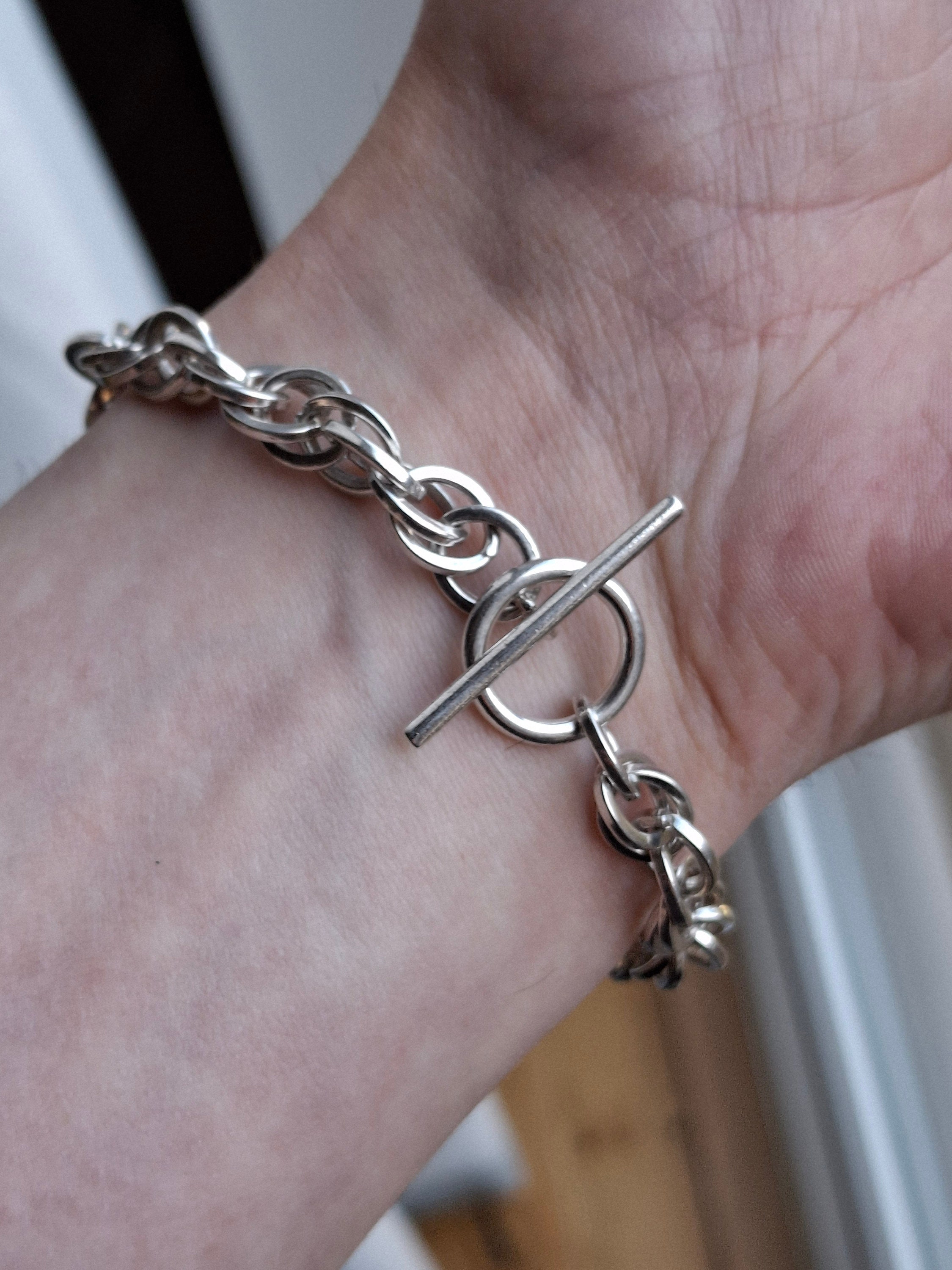アクセサリー Vintage Silver Heavy Link Chain Bracelet アクセサリー Vintage Silver Heavy Link Chain Bracelet A Vintage