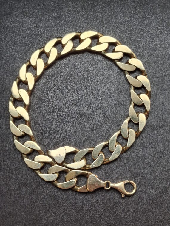 A Heavy, and Chunky Vintage 9ct Gold Curb Bracelet. - Etsy