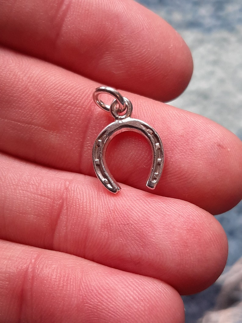 A silver lucky horseshoe pendant charm image 3