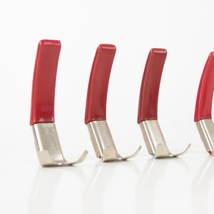 Vintage Pop Art Hooks: Red Plastic & Metal, Accent Pegs