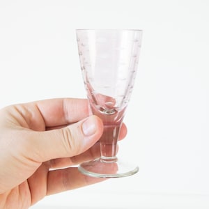 Vintage Liqueur Glasses, SET OF 3, Vintage Liqueur Shot Glasses, Old Pink Shot Glasses, Old Engraved Glasses, Russian vodka glass on a stem