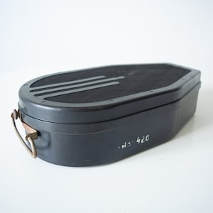 Vintage Black Bakelite Storage Box: Industrial Tool & Craft Container