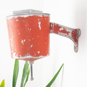Vintage Red Metal Water Basin, Rustic Garden Decor, Lavabo