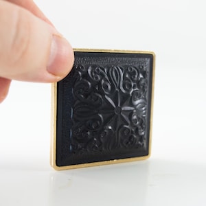 Vintage Black Cabinet Knobs: Ornate Square Drawer Handles, Set of 4