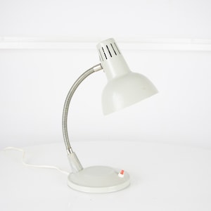 Vintage light gray desk lamp. Office table lamp. Metal lamp. Bedside lamp. Study table lamp.