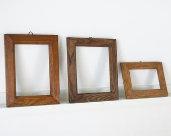 Vintage Wood Photo Frame Set: Old Small Picture Frame