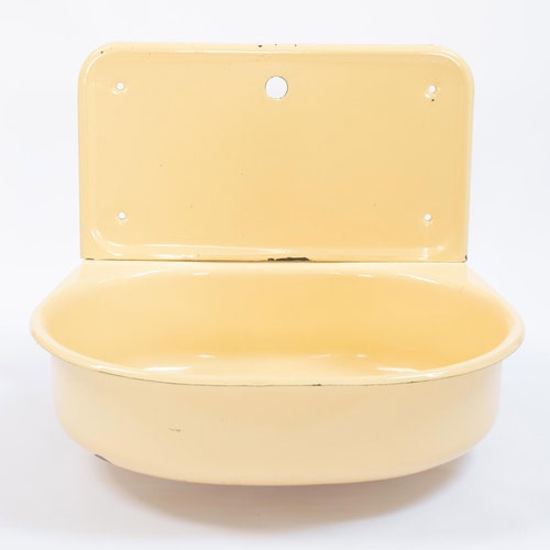 Vintage Yellow Enamel Sink. Retro Metal Farmhouse Sink. White Etsy