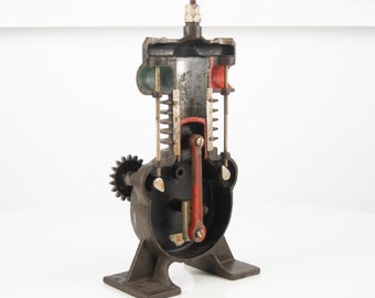 Vintage Internal Combustion Engine Model: Educational Industrial Decor