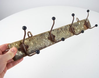Vintage Industrial Clothes Rack: Metal Entryway Coat Hooks