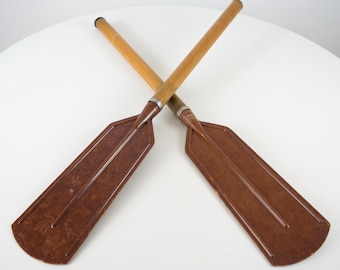 Vintage bruine bakelieten roeiriemen - stranddecor jaren 80 Lakehouse, set van 2