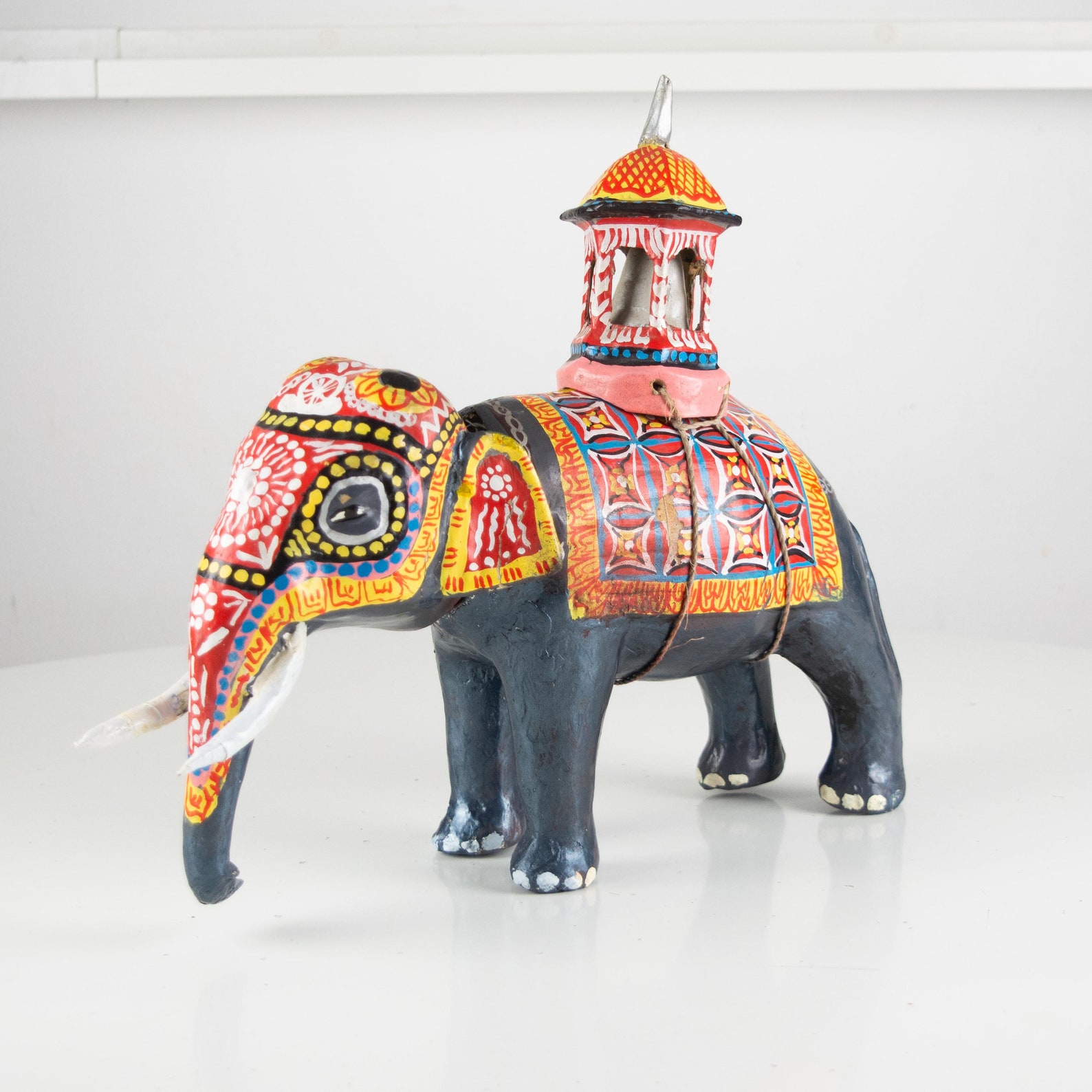 Vintage Paper Mache Stacking Elephant, Papier Mâché Elephant, Vintage ...