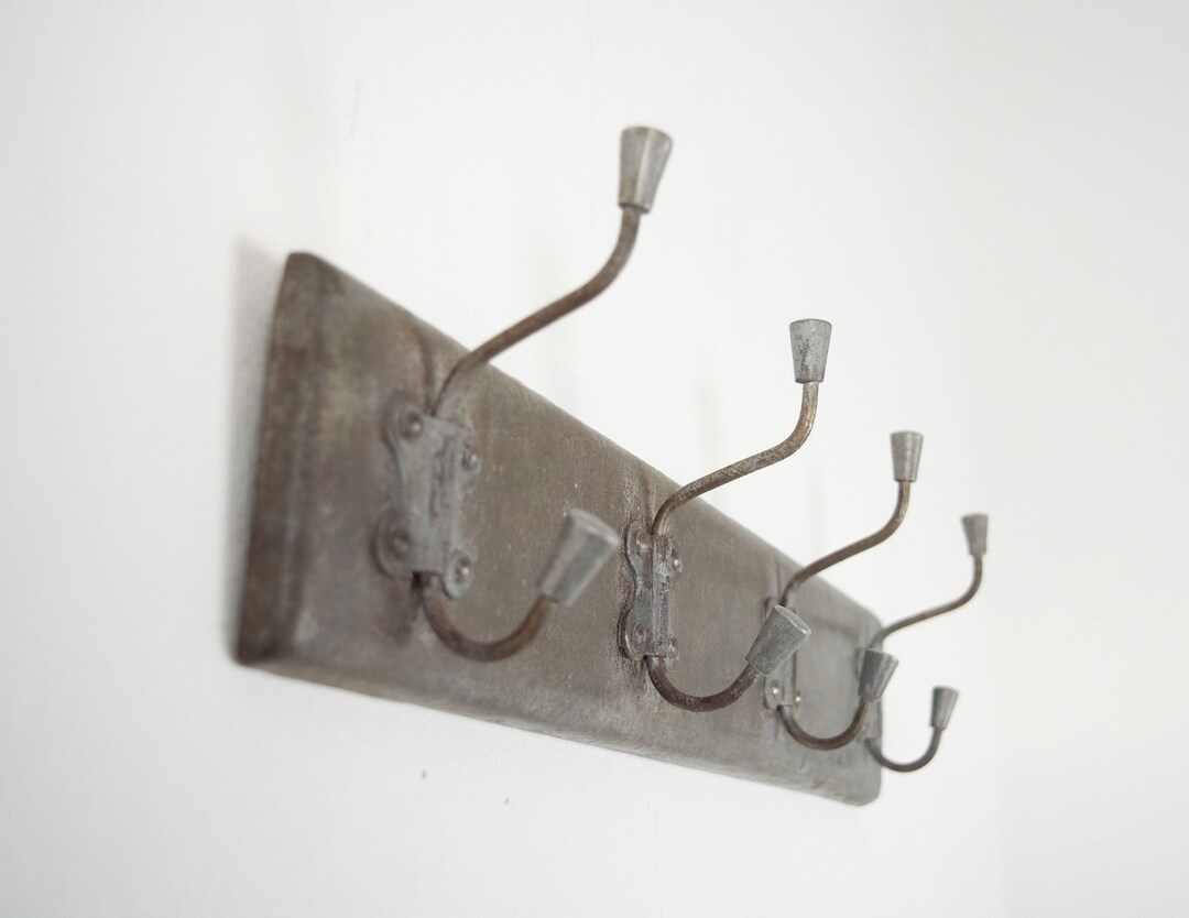 Vintage Metal Coat & Hat Rack. Industrial Style Entryway Coat Hooks