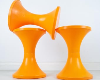 Vintage Orange Tam Tam Stool – 1970s Space Age Seat