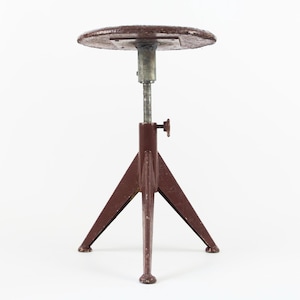 Industrial Vintage Swivel Metal Stool, Red industrial Stool in Odelburg Olsen style, Adjustable Bar Stool, Tripod stool, Side table