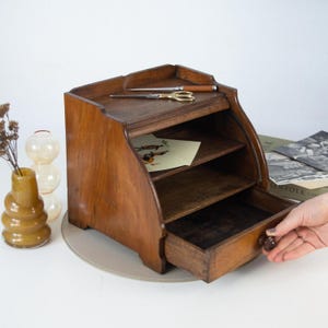 Vintage Holz Brief Organizer - Mid Century Schreibtisch Briefsorter, Büroaufbewahrung