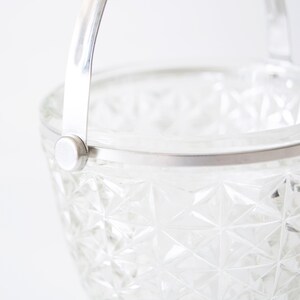 Vintage Crystal Glass Ice Bucket: Retro Barware with Metal Handle image 4