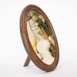 Vintage Large Oval Wooden Frame Mirror: Antique Vanity Decor, Ukraine, 1930s-40s