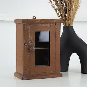 Vintage Wood Medicine Cabinet. Bath or Kitchen Wall Storage. Rustic Display Case.