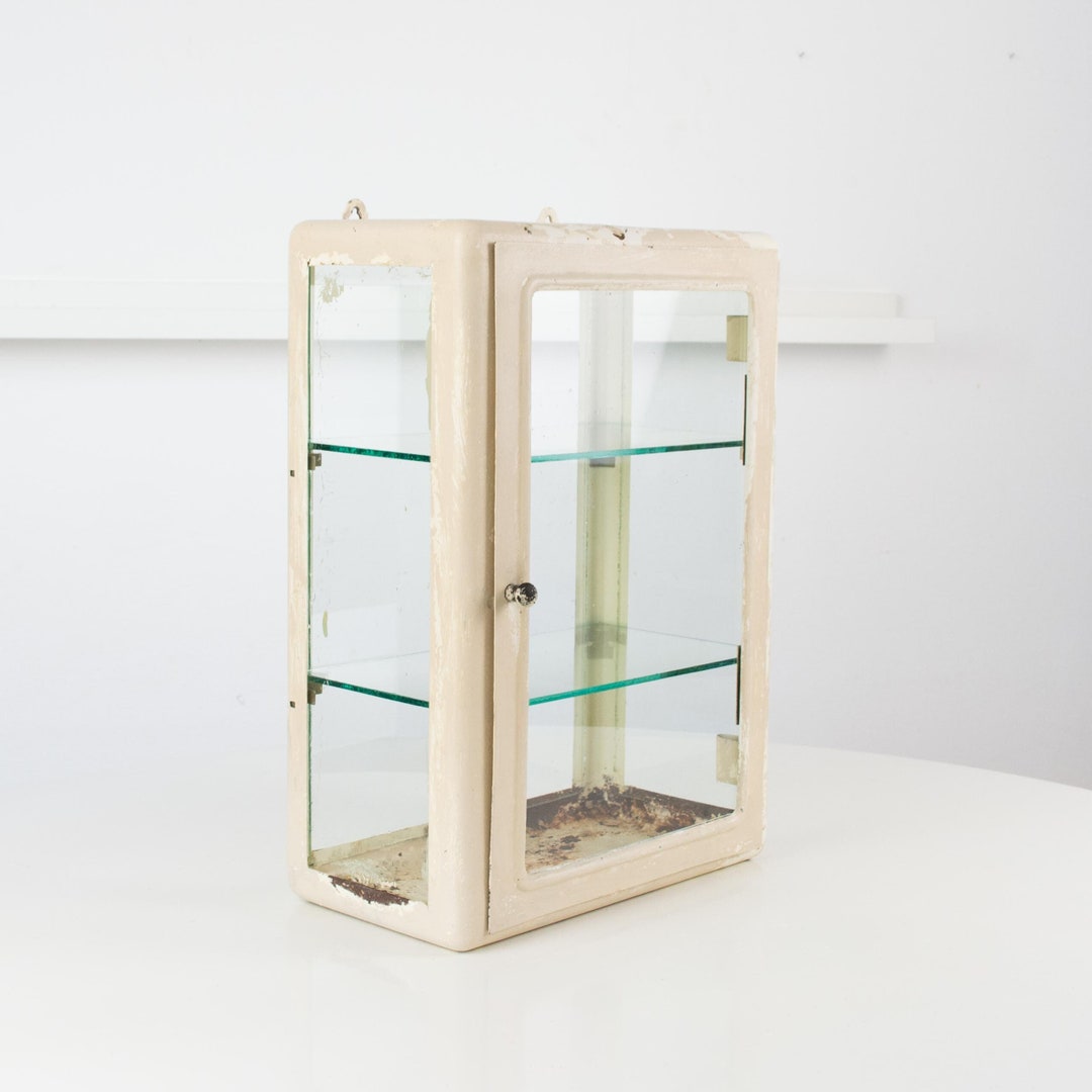 Vintage Glass Bathroom Cabinet. Medicine Wall Cabinet. Metal Medicine ...