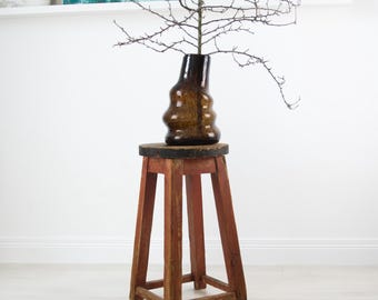 Vintage Rustic Bar Stool – Wooden Plant Stand