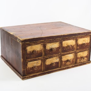 Vintage large 8 drawer library card file cabinet. Wooden cabinet industrial storage. Vintage wood card catalog 8 drawer file cabinet box
