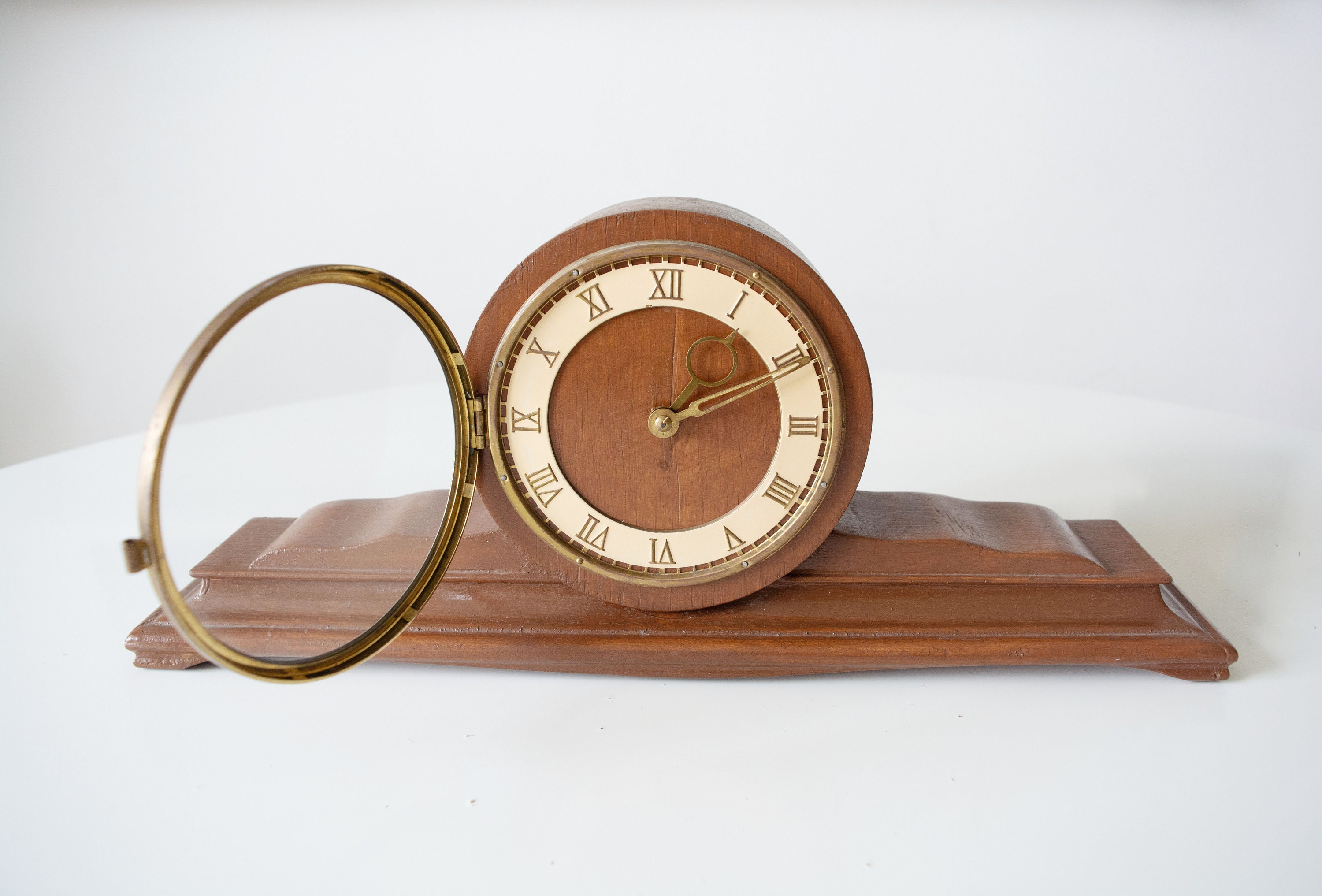 Vintage wooden mantel clock Soviet mechanical desk clocks Etsy
