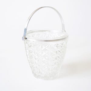 Vintage Crystal Glass Ice Bucket: Retro Barware with Metal Handle image 2