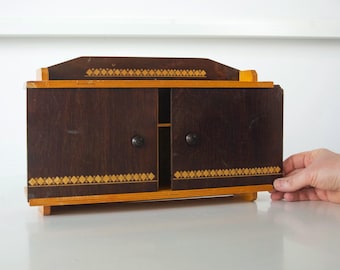 Vintage 1970s Wall Medicine or Kitchen Cabinet: Narrow Wooden Spice Rack
