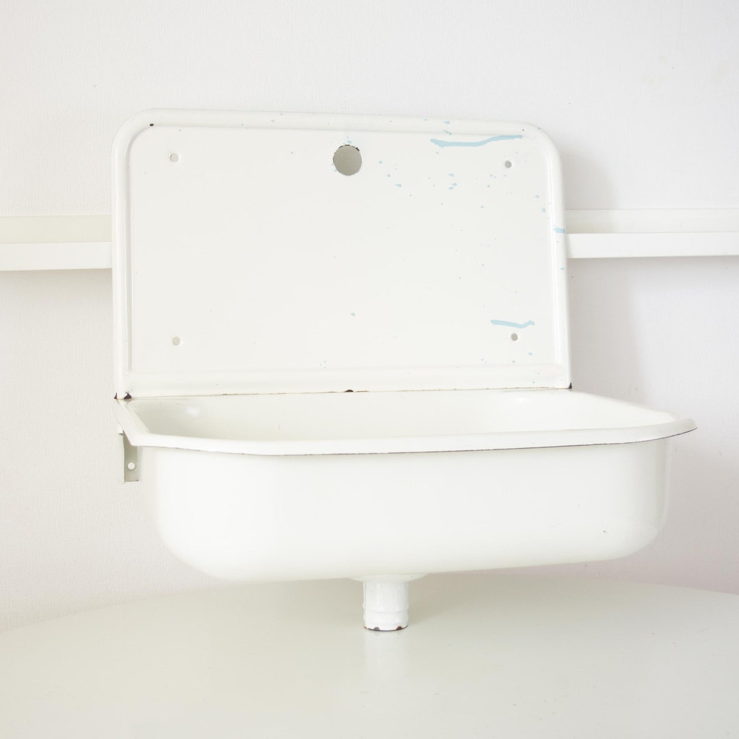 Vintage White Enamel Sink. Retro Metal Farmhouse Sink. White Etsy
