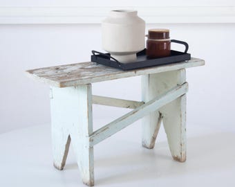 Vintage Wooden Milking Stool: Rustic Primitive Plant Stand