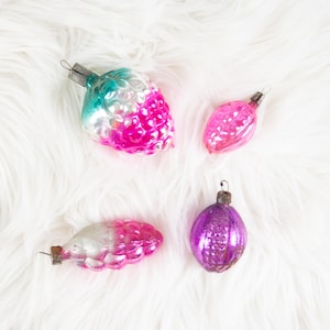 Vintage Glass Christmas Ornaments. Vintage Glass Xmas Balls, Vintage New Year Glass Decorations, Glass Xmas balls in the shape of fruits