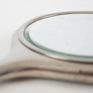 Vintage oval silver hand mirror in Art Nouveau Gothic style image 6
