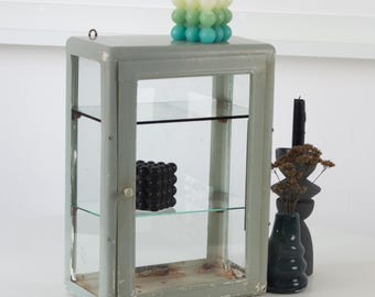 Vintage Red Cross Medicine Cabinet: White Metal & Glass, 1960s Style