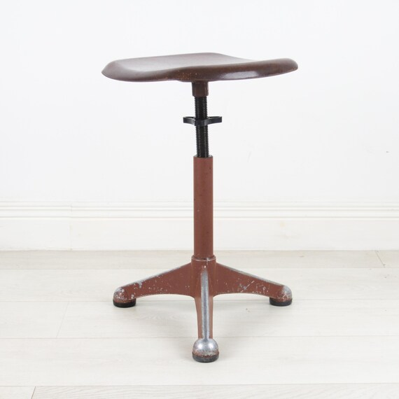 Vintage Swivel Metal Stool. Industrial Stool. Adjustable Bar Stool. Tripod Stool. Vintage Metal Nightstand. Jean Prouve Style. Etsy UK