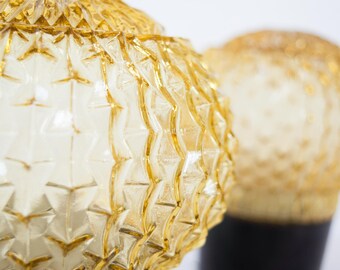 Vintage Gold Globe Wall Lamps: Textured Glass Retro Sconce, Set of 2