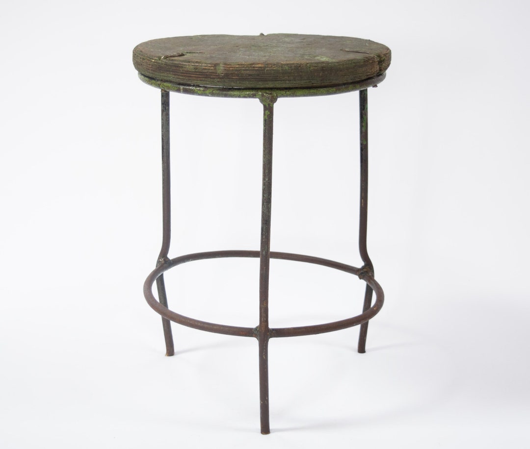Vintage Metal Stool With Original Wooden Seat. Industrial Etsy