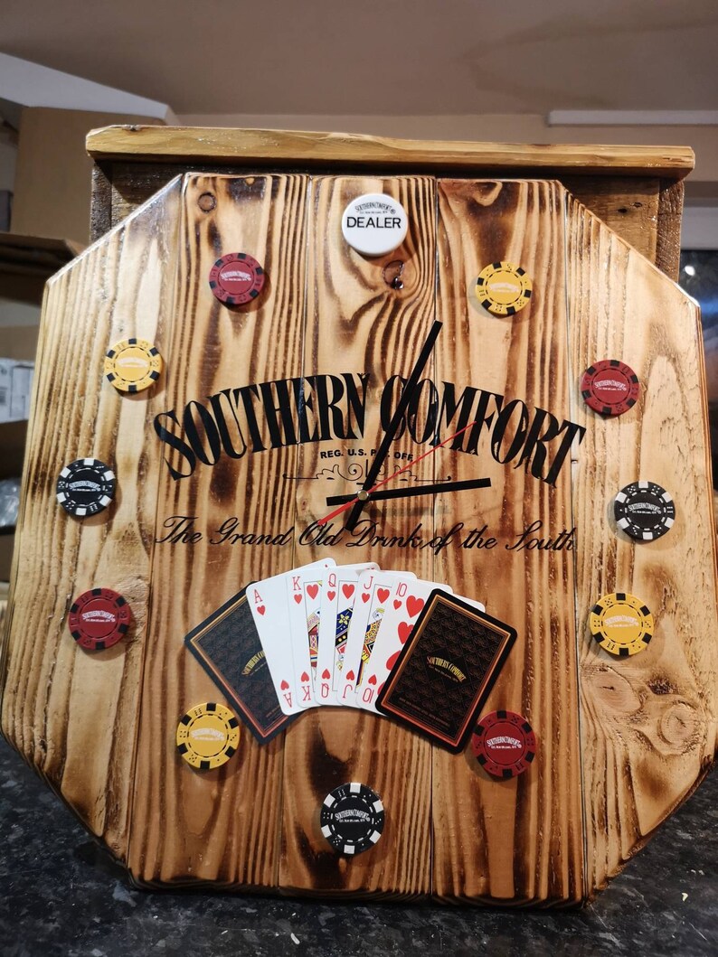 Jack Daniels Poker Chip Clock Upcycled From Pallet Wood Etsy