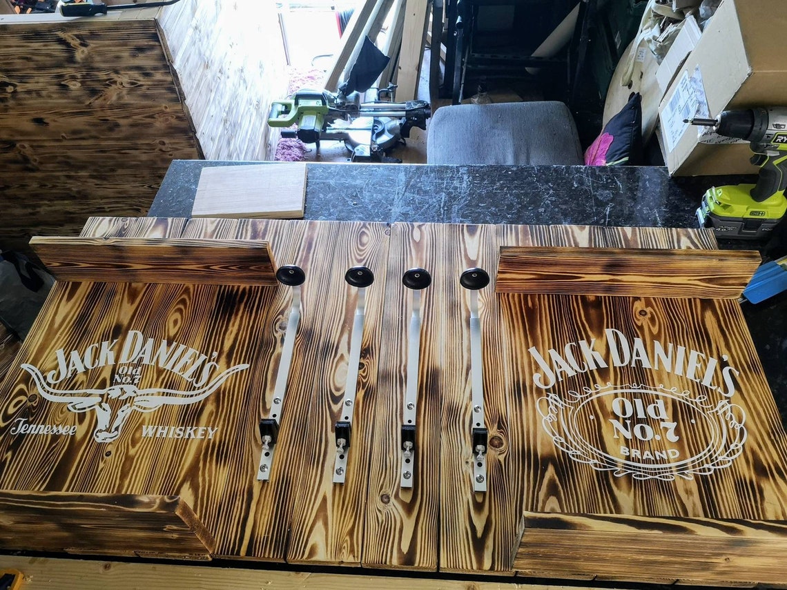 Rustic Jack Daniels Bar Optic Shelf With 4 35ml Optics Etsy UK