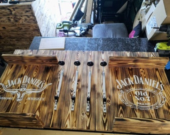 Rustic Jack Daniels Bar Optic Shelf with 4 35ml optics