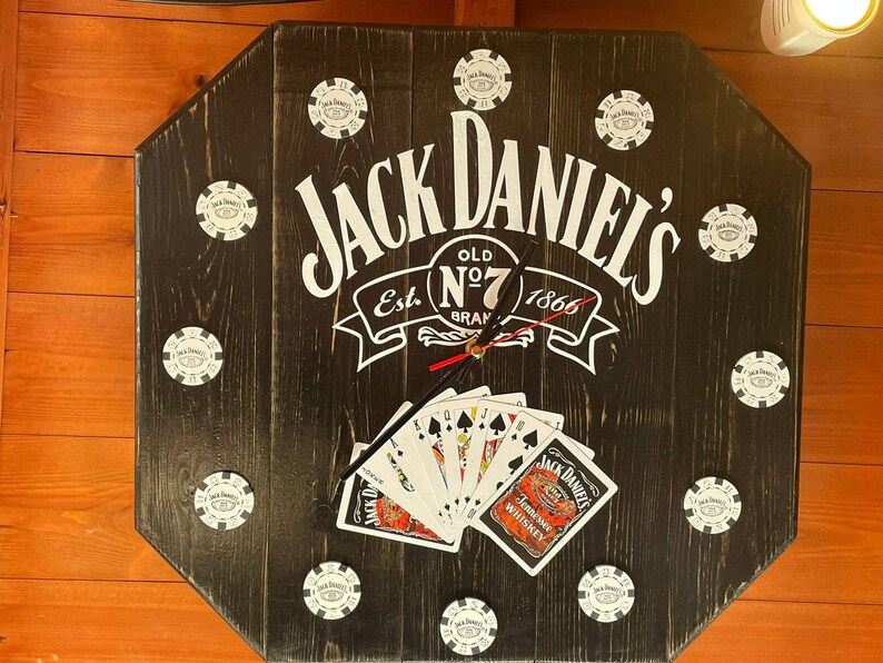 Jack Daniels Poker Chip Clock Upcycled From Pallet Wood Etsy