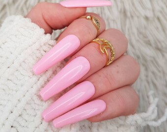 Baby Pink Fake Nails Etsy