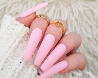 Baby Pink Fake Nails Etsy