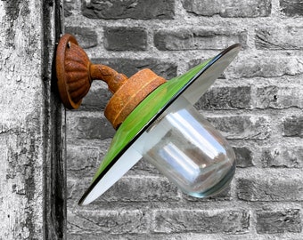 Stallamp met emaille kap | Franse boerderij lamp | Buitenlamp |