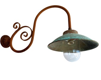 Französische dekorative Wandlampe mit Kupferschirm | Gartenbeleuchtung | Außenbeleuchtung