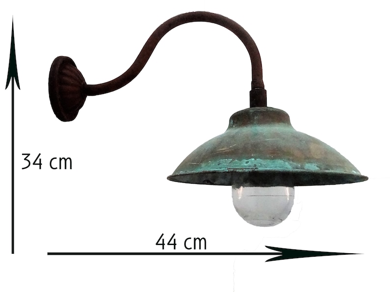 Lampe stable avec abat-jour en cuivre Éclairage de jardin Éclairage de façade image 8